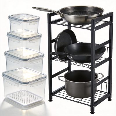 4-Piece Refrigerator Organizer Bin Set